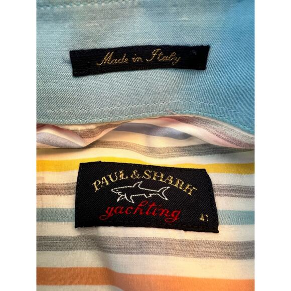 Paul & Shark Yachting Multi Stripe Sport Men’s Shirt Made in Italy Size: 41 - Picture 5 of 6